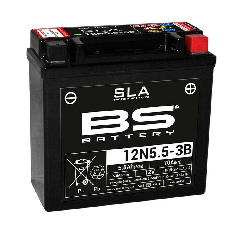BS Battery 12N5.5-3B 12V. 5,5Ah. 135x60x130mm.