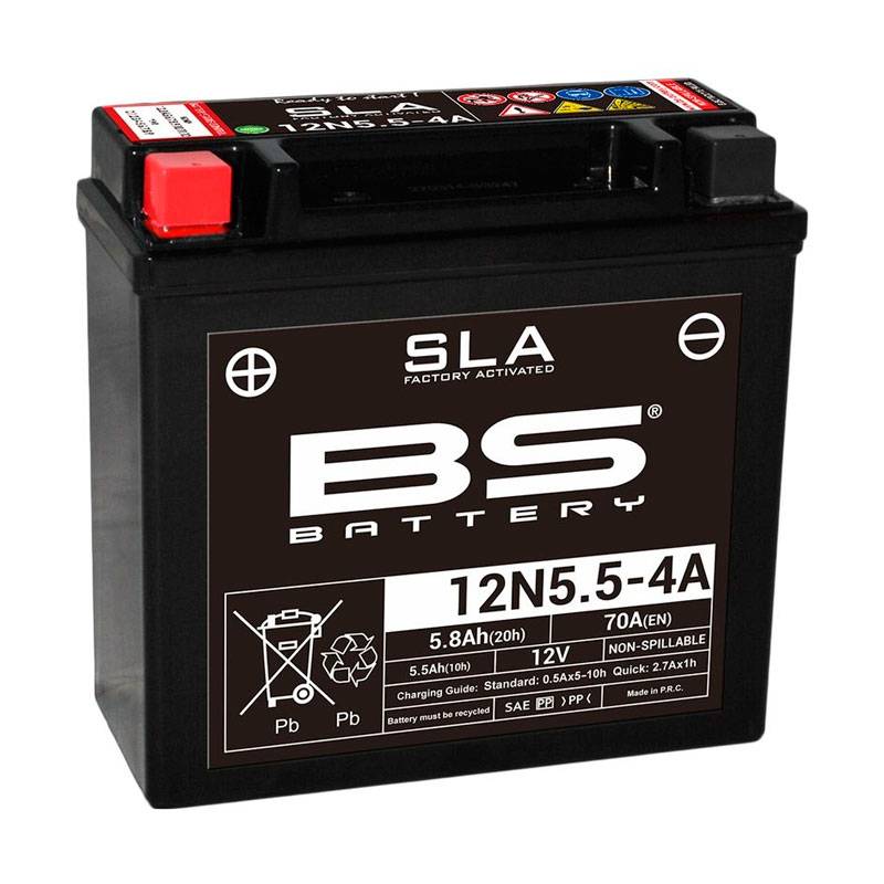 BS Battery 12N5.5-4A 12V. 5,5Ah. 135x60x130mm.